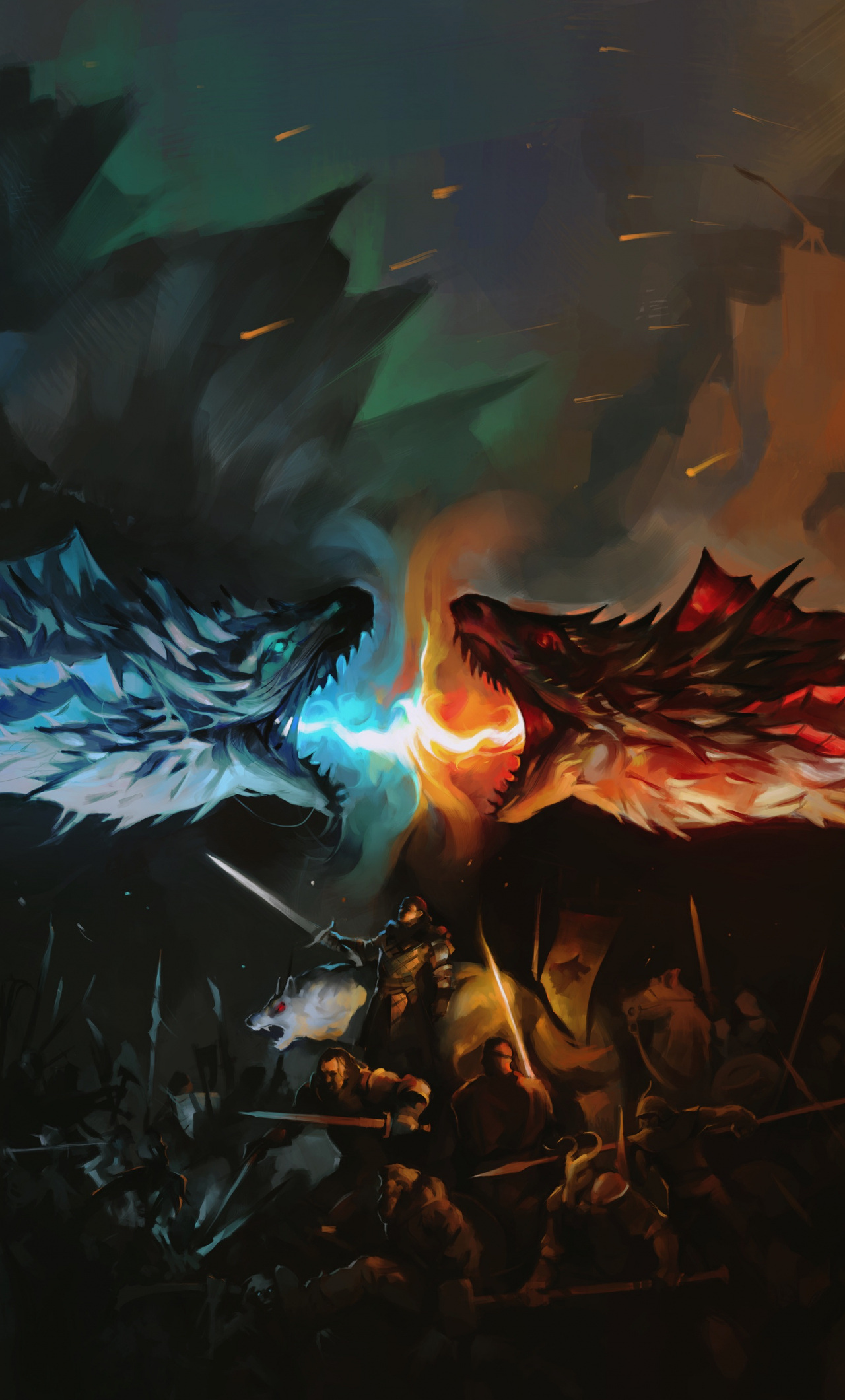 Wallpaper Game Of Thrones, Dragons S Fight, Dark, Fan - Game Of Thrones Dragons Fighting - HD Wallpaper 