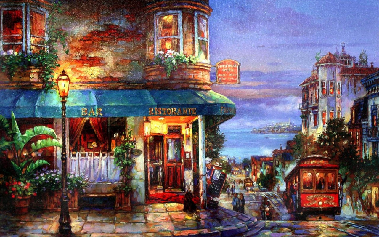 Hyde Street San Francisco Wallpapers - Cao Yong Paintings - HD Wallpaper 