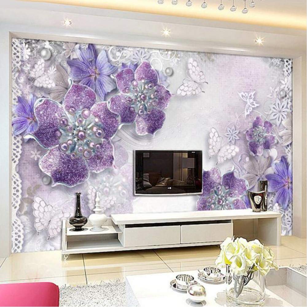 High Quality Custom 3d Stereoscopic Purple Flowers - HD Wallpaper 