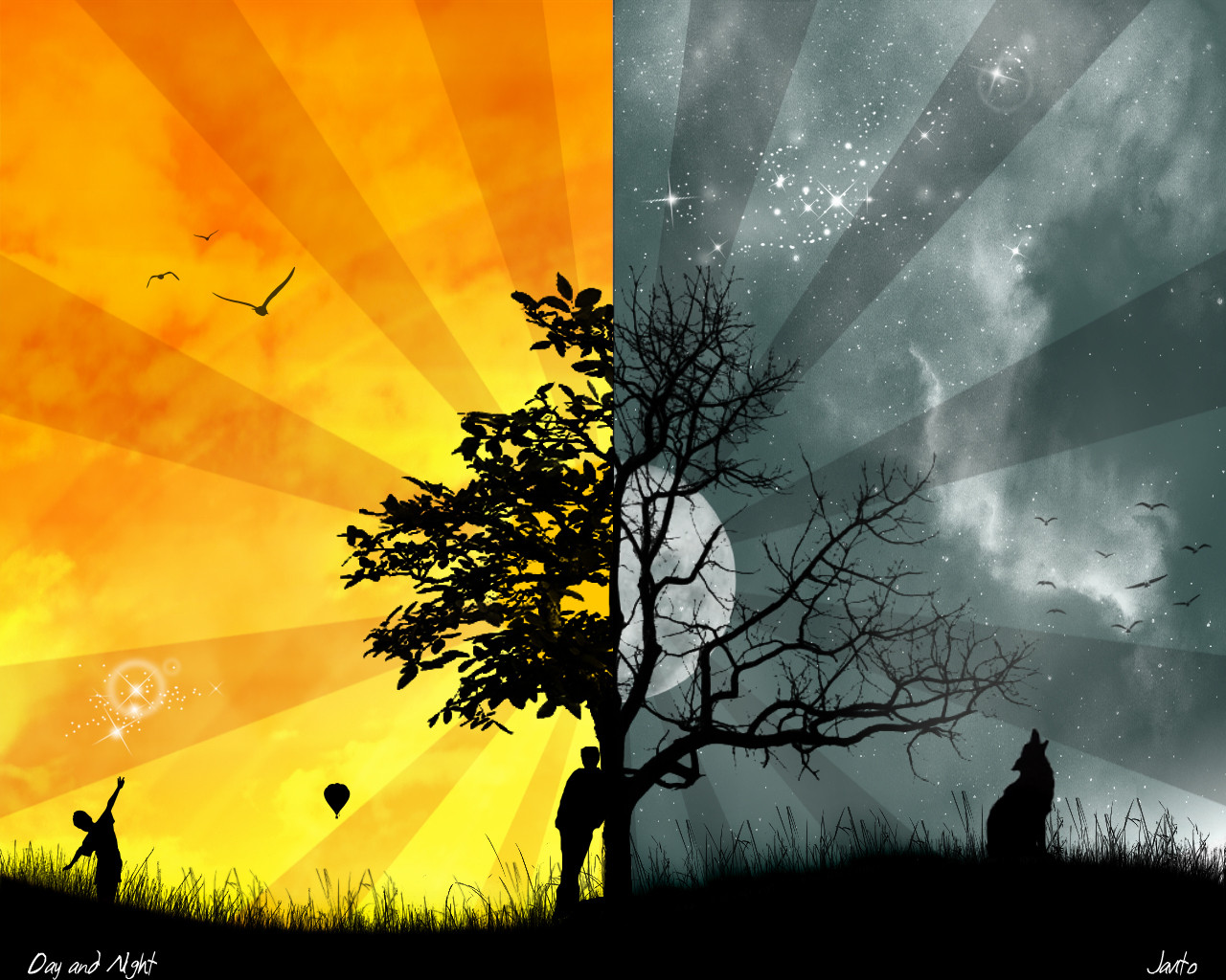 Day And Night - Gods Creation Day And Night - HD Wallpaper 