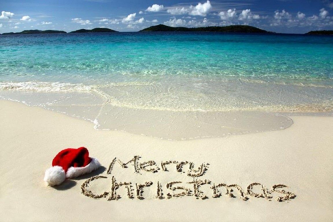 Wallpapers Tagged With Sea Page - Merry Christmas Beach Scene - HD Wallpaper 