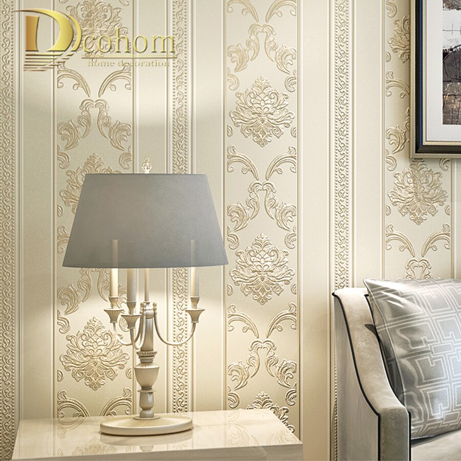 Damask Wallpaper Living Room - HD Wallpaper 