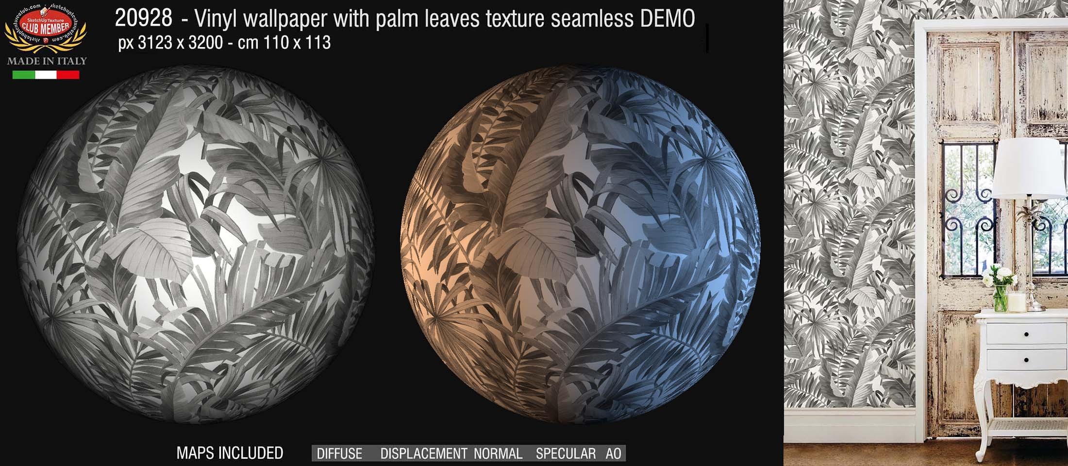20925 Vinyl Wallpaper With Palm Leaves Pbr Texture - Carving - HD Wallpaper 