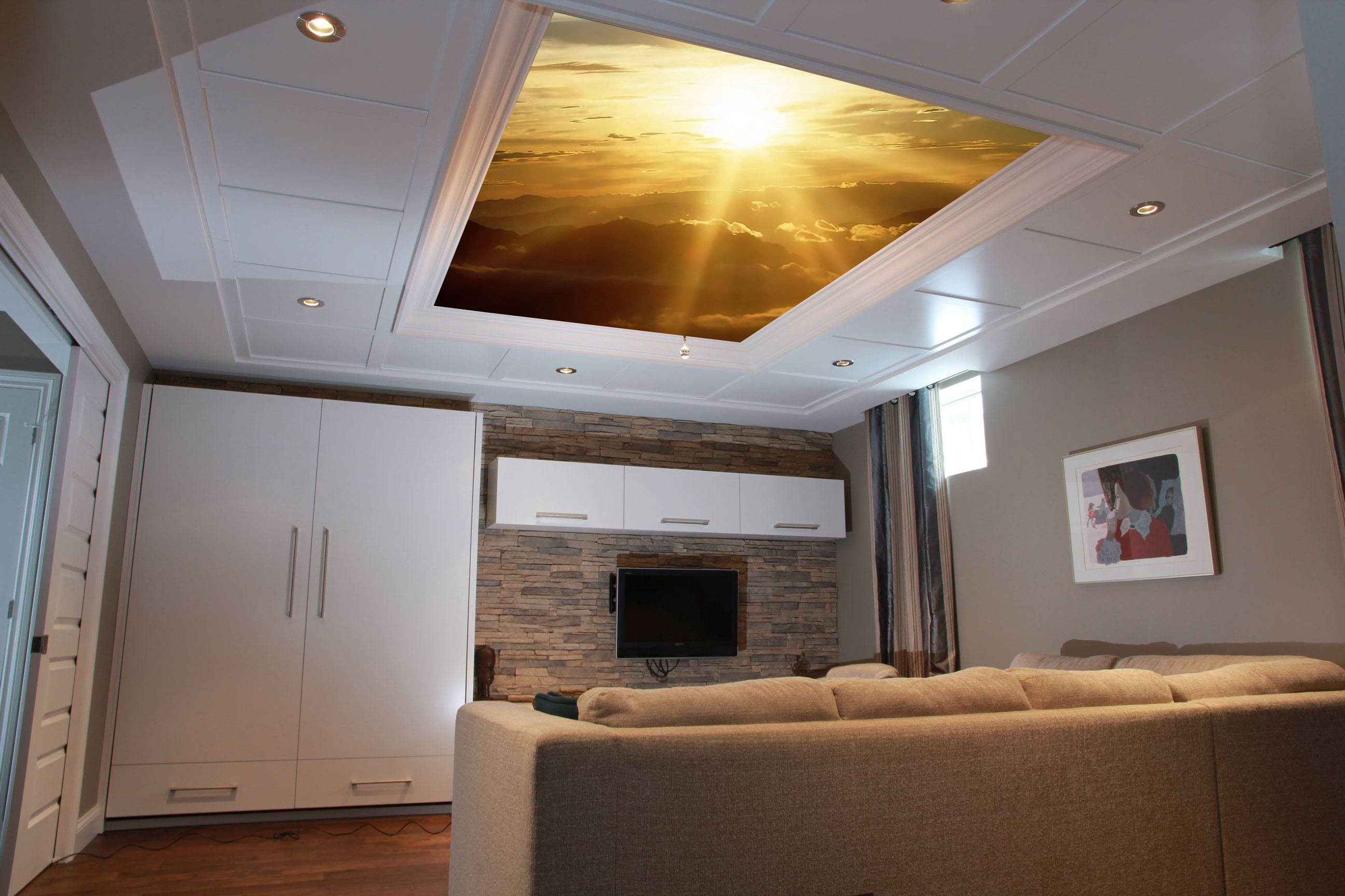 Ceiling Wallpaper Decorations In Hyderabad - Plafond Suspendu Plafond Embassy - HD Wallpaper 