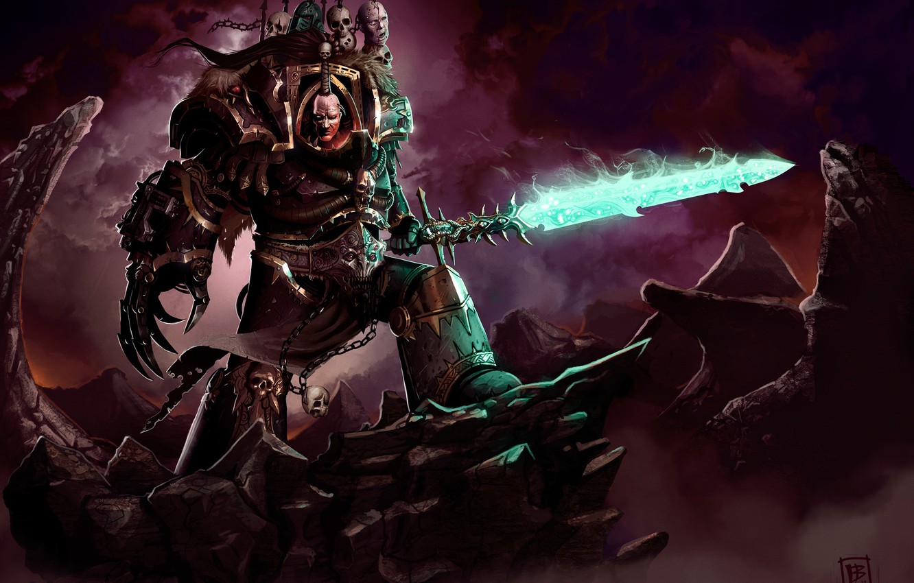 Photo Wallpaper Chaos, Warhammer, Warhammer 40 000, - Abaddon The Despoiler Artwork - HD Wallpaper 
