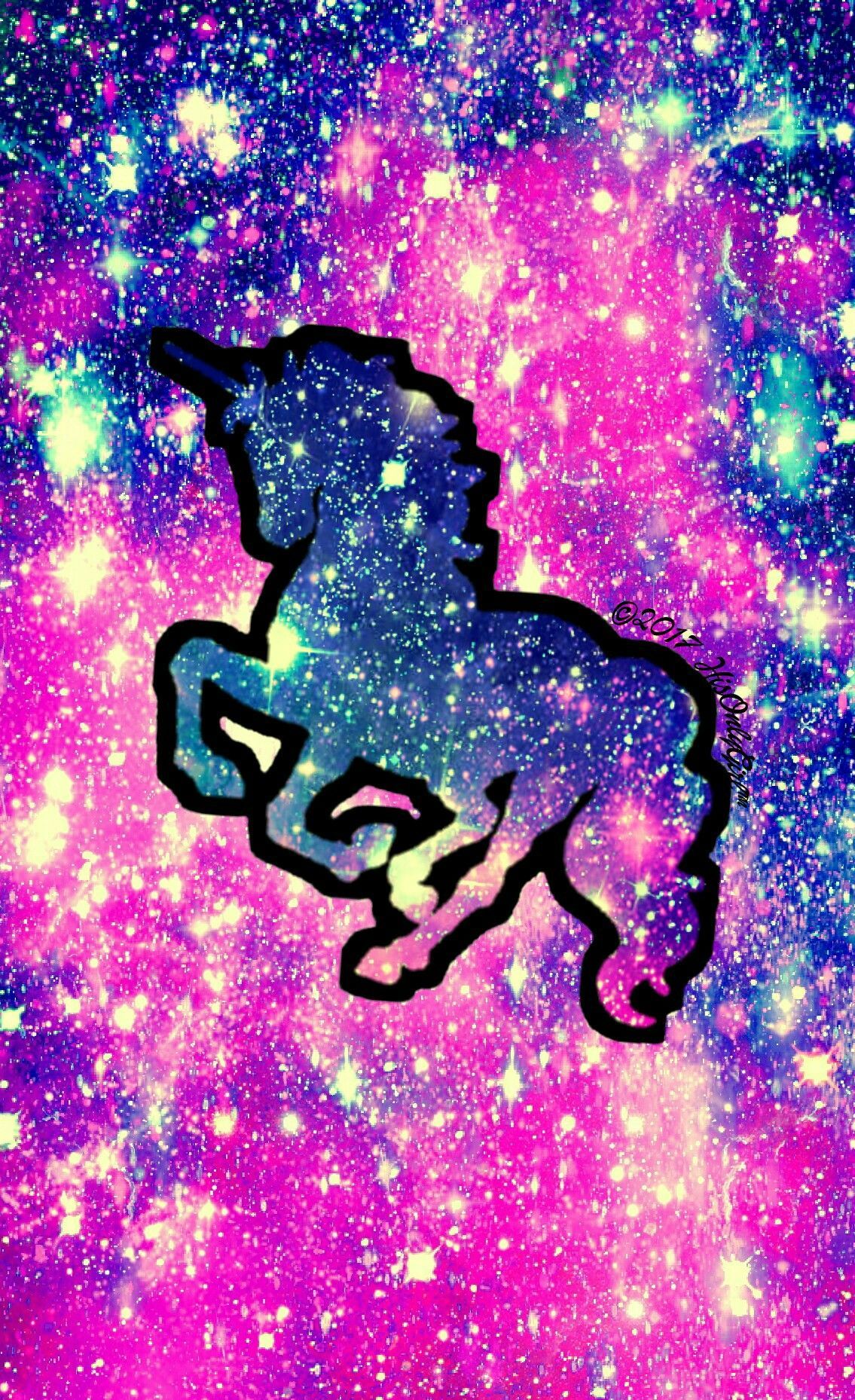 Sweet Unicorn Galaxy Wallpaper I Created For The App - Unicorn Wallpaper With Glitter - HD Wallpaper 