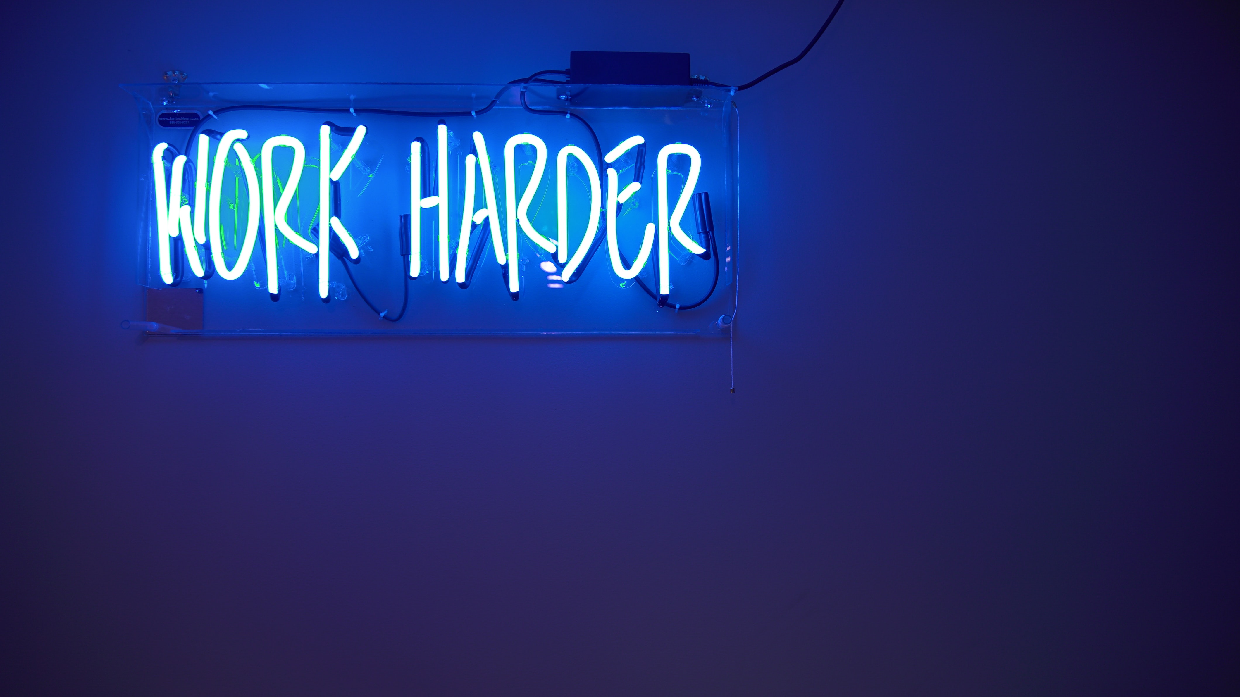 Work Harder Neon Light - HD Wallpaper 