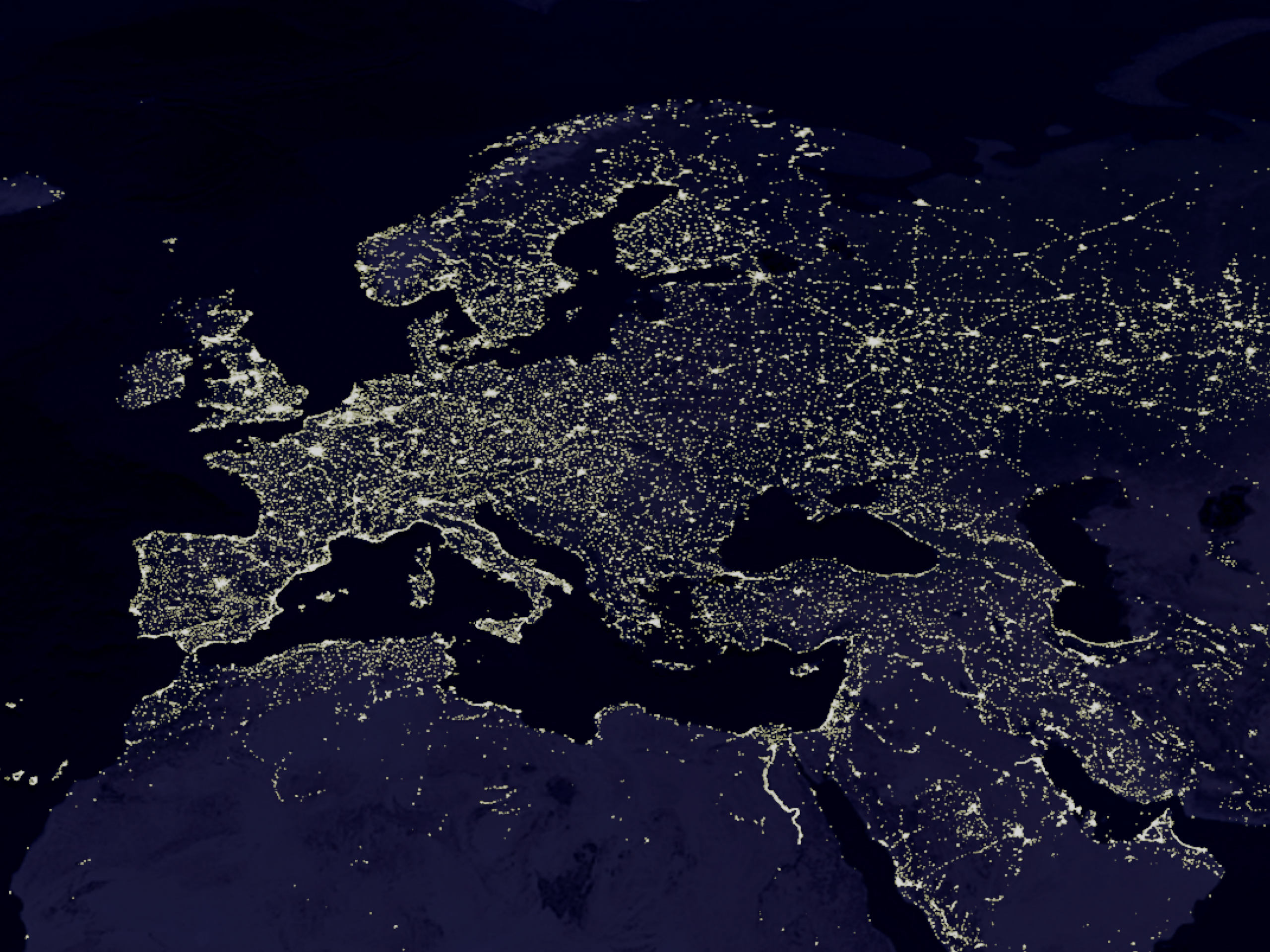 Europe Lights From Space - HD Wallpaper 