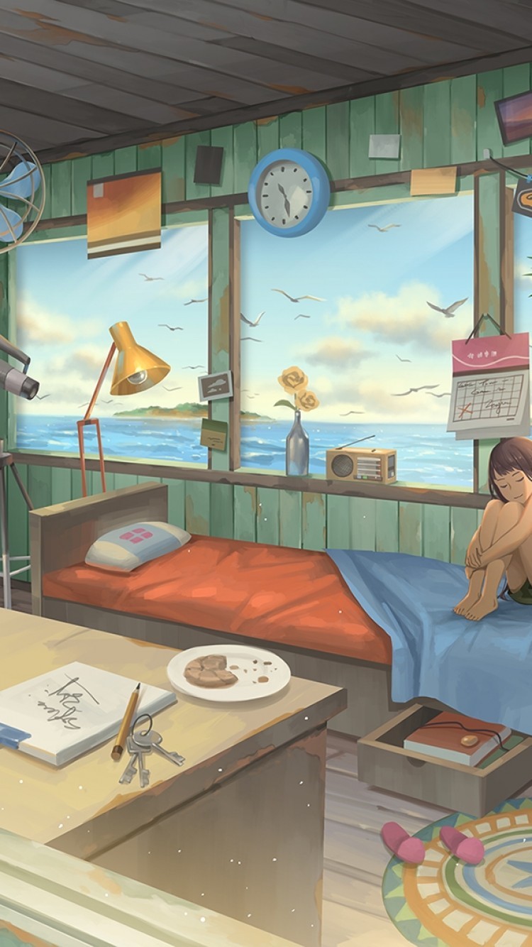 Download Room Ocean Relax Anime Girl Sailing Days - Relax Anime Wallpaper Phone - HD Wallpaper 