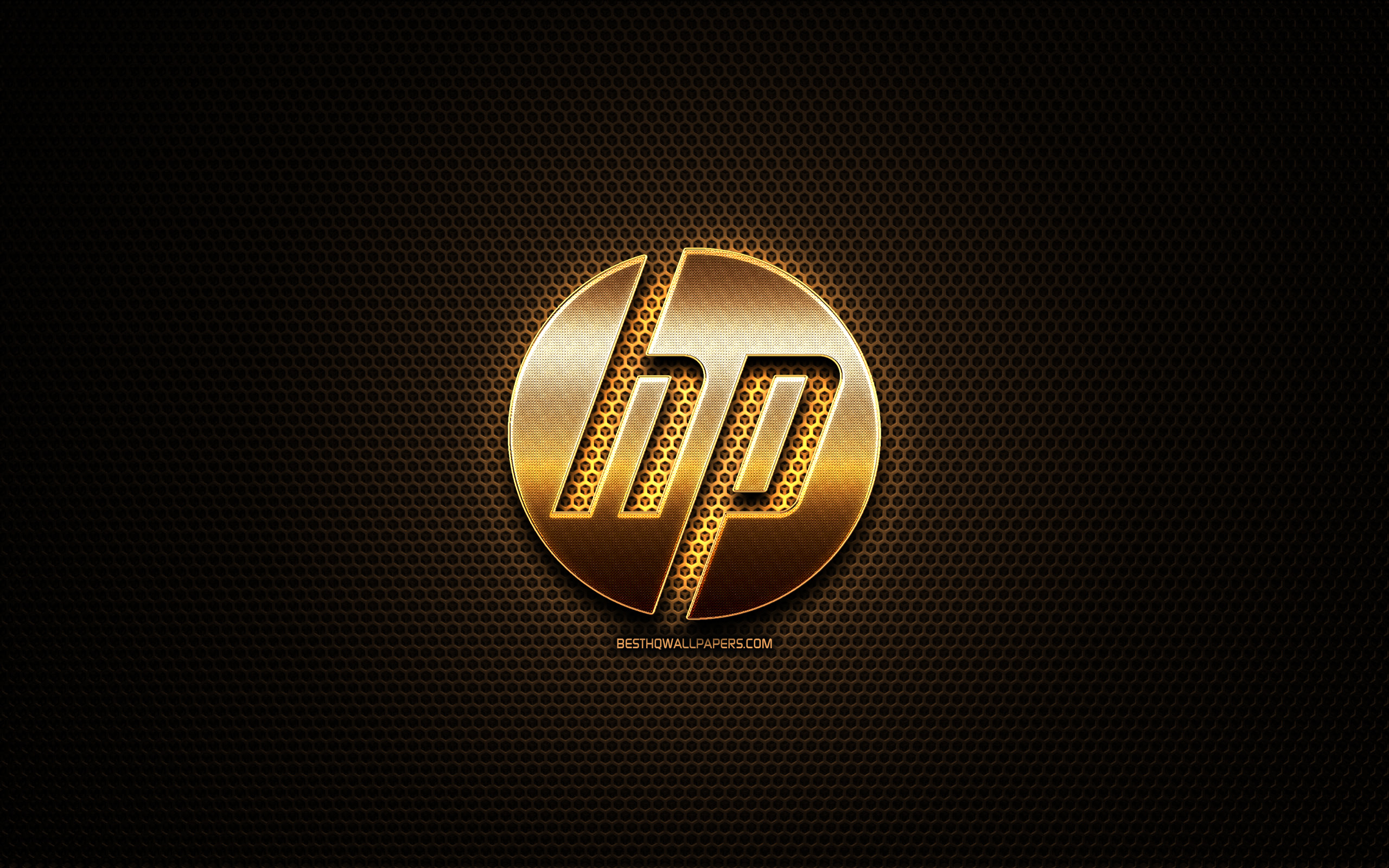 Hp Glitter Logo, Hewlett-packard, Metal Grid Background, - Manchester