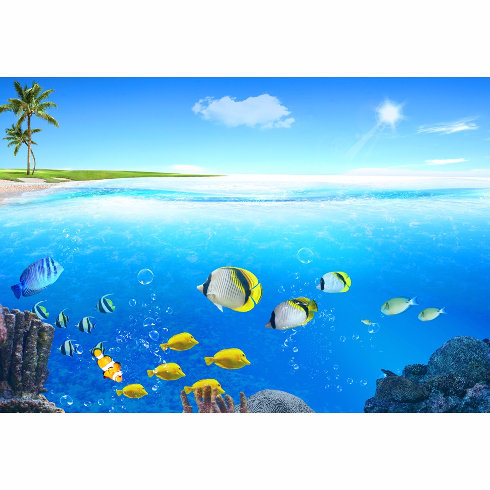 Underwater World Fish Animal Wallpaper Murals For Kids - Psd - HD Wallpaper 