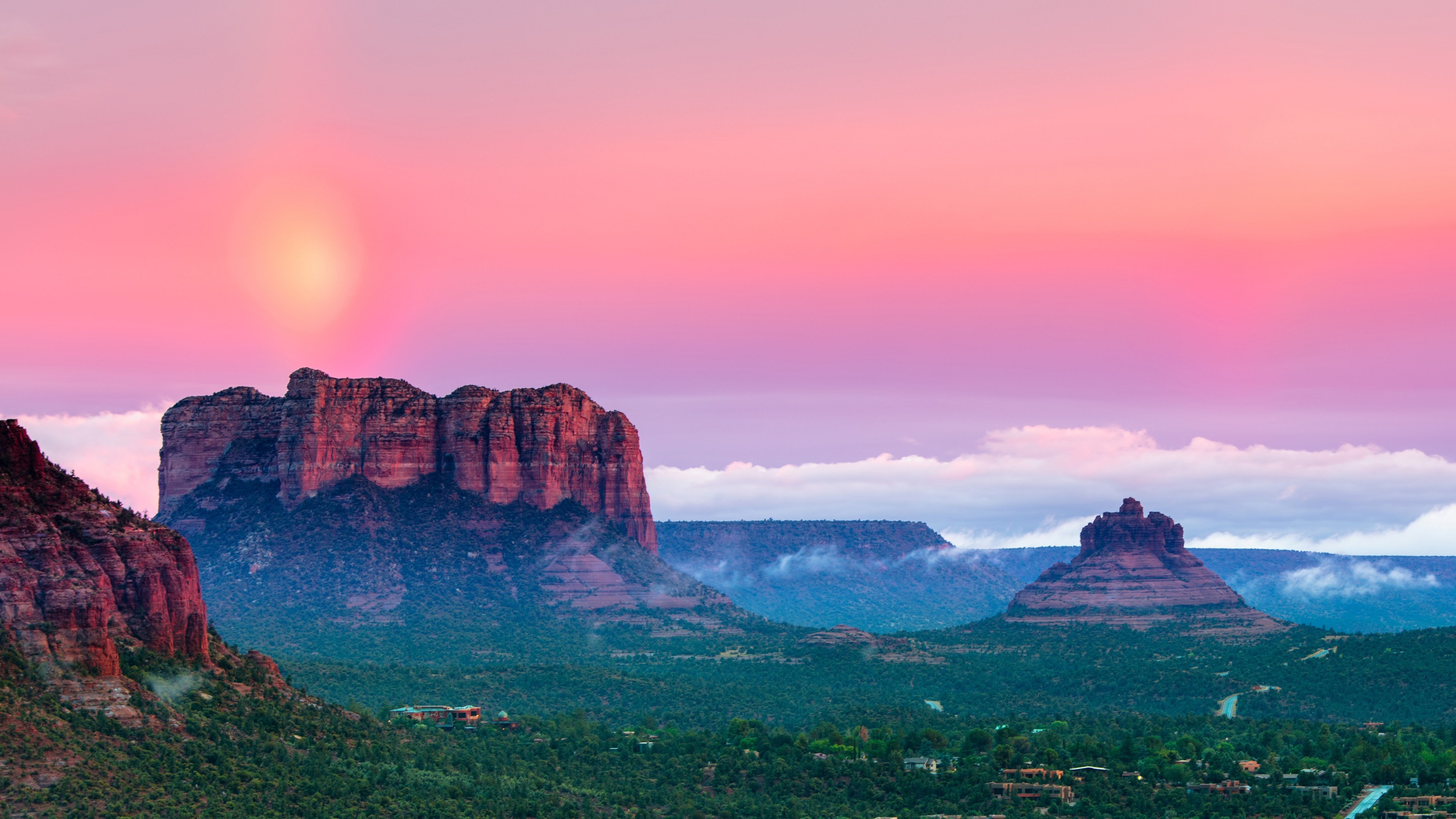 Sunset Mountains Landscape Wallpaper 4k - Bell Rock - HD Wallpaper 