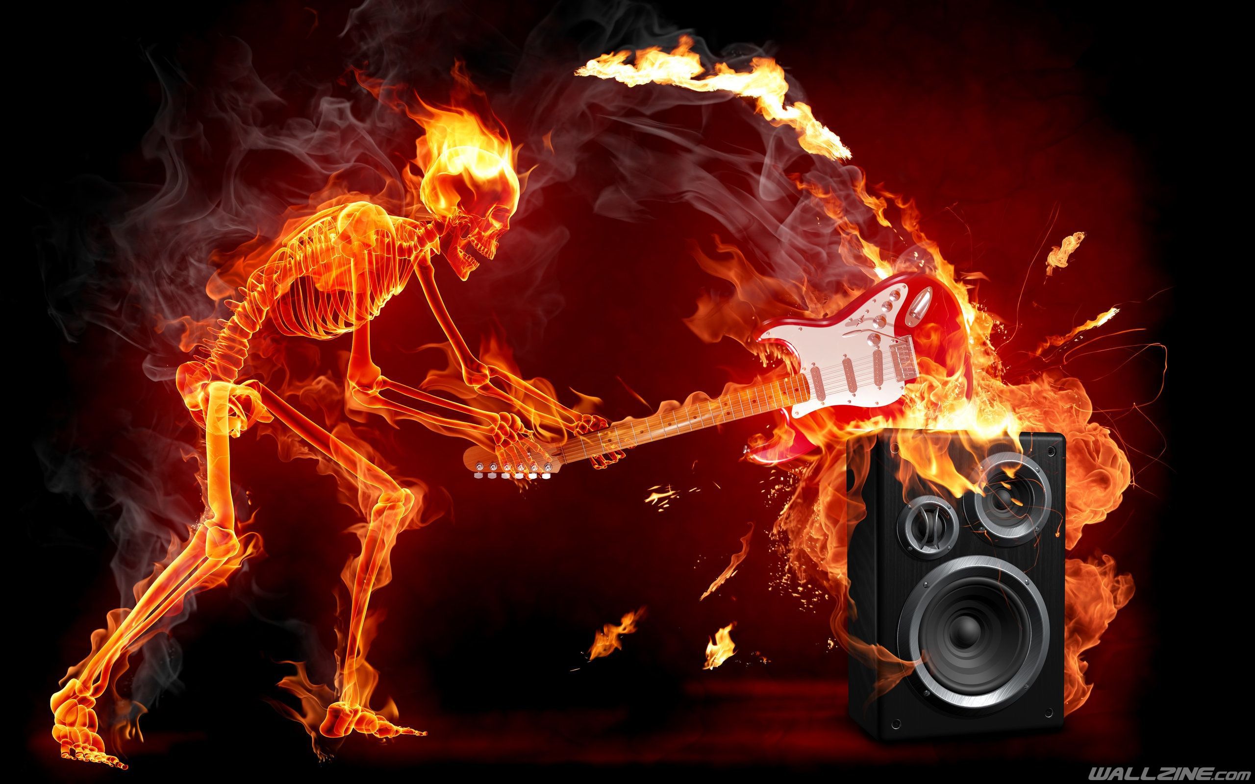 Wallpaper Musik @ Www - Rock Guitars Fire - HD Wallpaper 