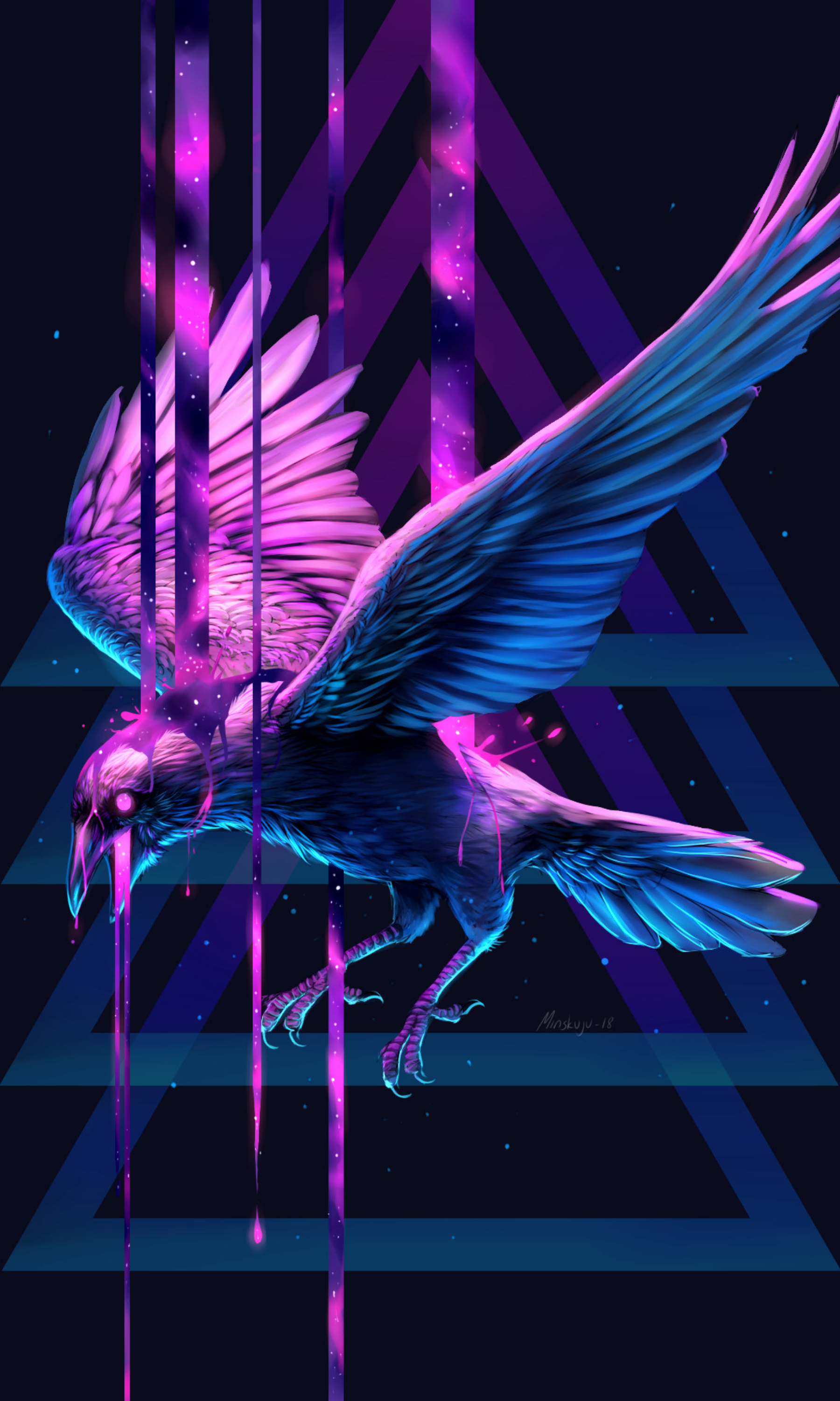 Wallpaper Raven, Bird, Art, Triangle, Paint, Fantastic - Raven Wallpaper Hd - HD Wallpaper 