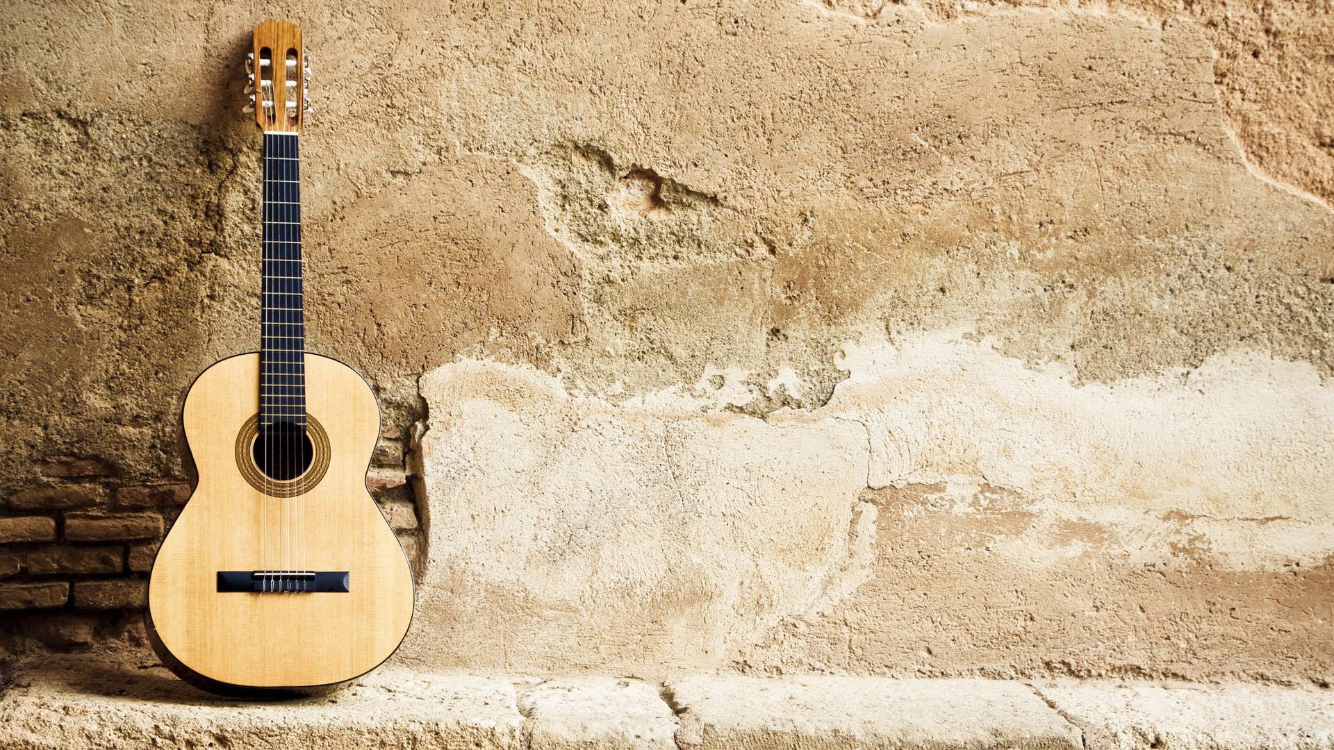 Acoustic Guitar On Wall Wallpapers Hd Wallpapers Desktop - Wall Wallpaper Hd Download - HD Wallpaper 