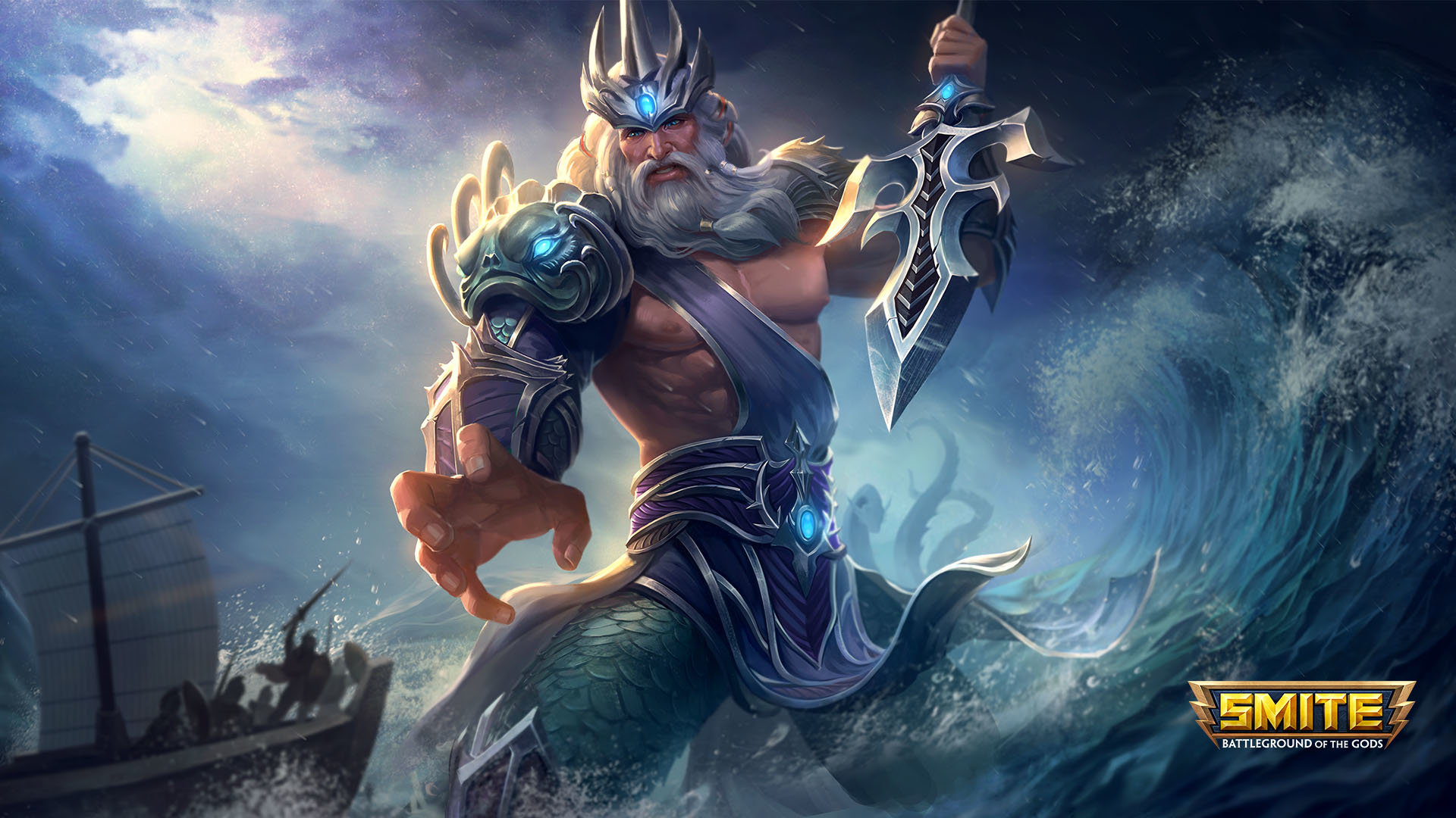 Download Full Hd 1080p Smite Pc Wallpaper Id - Poseidon Smite - HD Wallpaper 