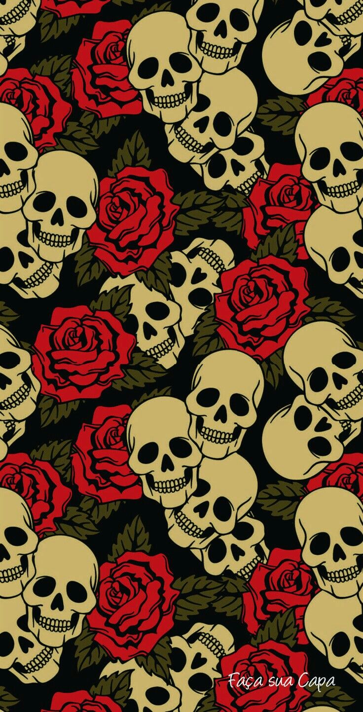 Skull And Roses Iphone - HD Wallpaper 