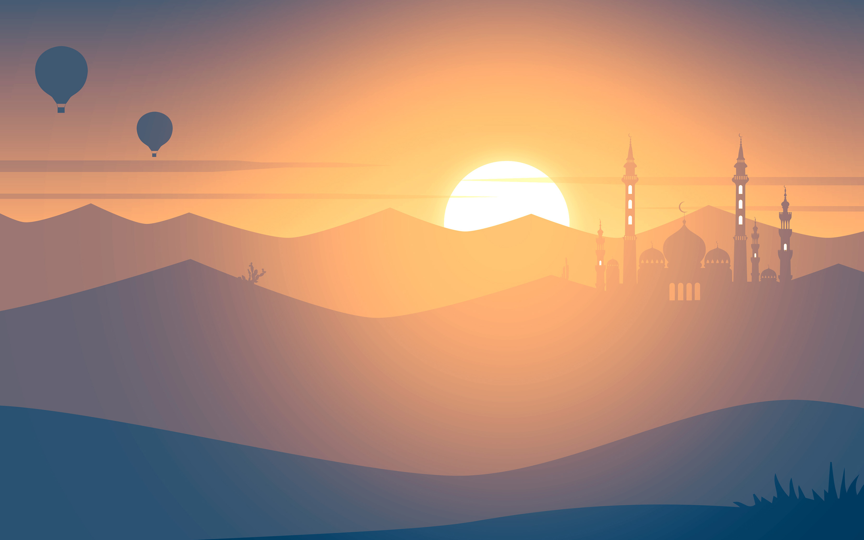 Mosque Sunset 4k6029016730 - Sunset - HD Wallpaper 