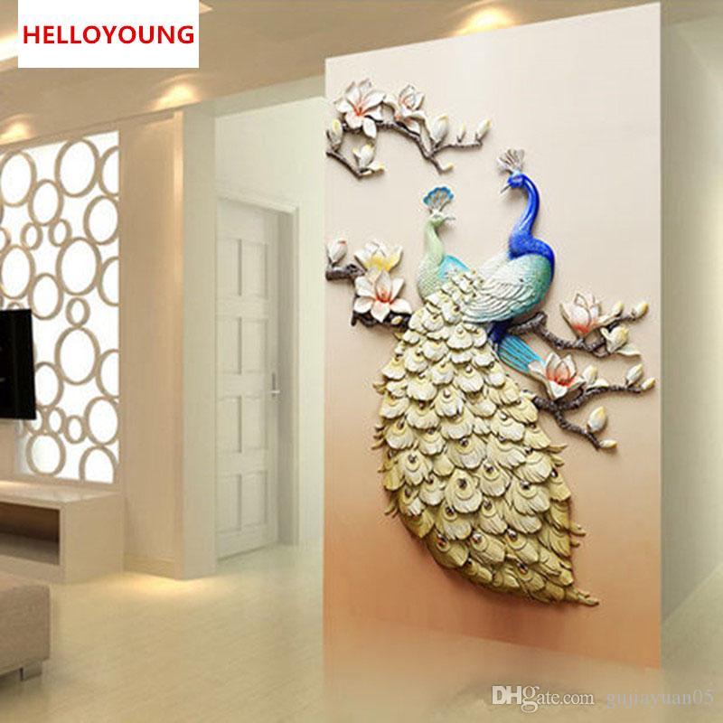 Murales Con Relieve De Pavos Real - HD Wallpaper 