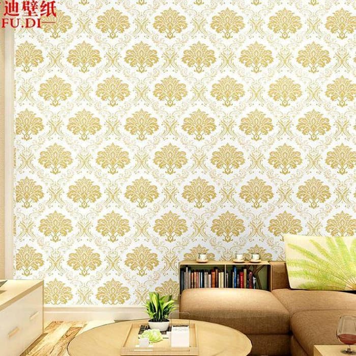 Dinding Motif Batik Emas - HD Wallpaper 