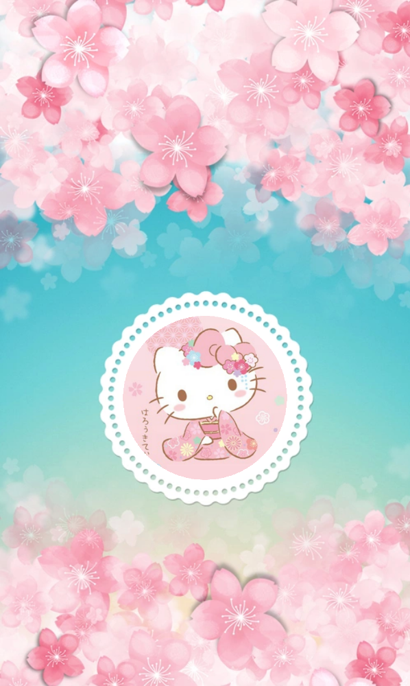 Blue, Cherry Blossom, And Hello Kitty Image - Fondos De Pantalla De Candados Animados - HD Wallpaper 
