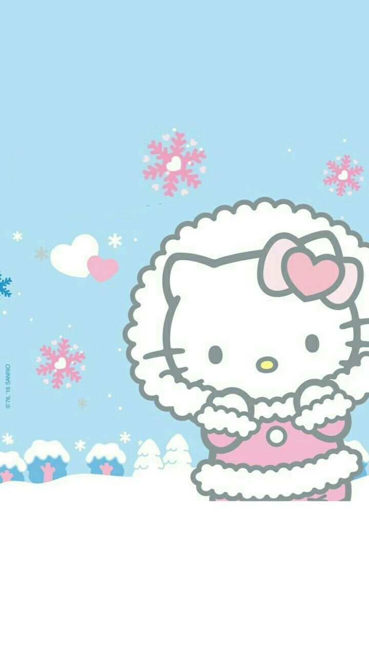 Hello Kitty Winter Phone Wallpaper - Hello Kitty Christmas Card Printable - HD Wallpaper 