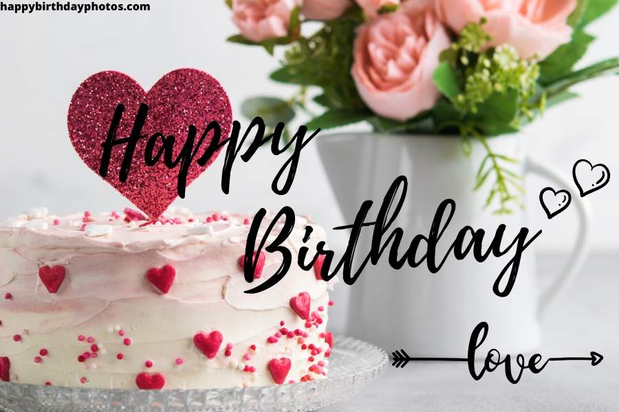 Happy Birthday Photos - Heart Cake Design With Roses - HD Wallpaper 