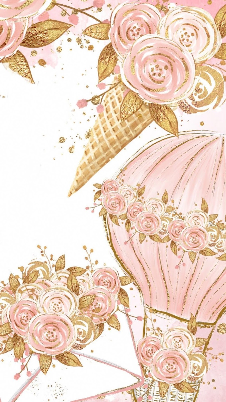 Happy Birthday Logo Hd Backgrounds - Watercolor Rose Gold Flowers - HD Wallpaper 