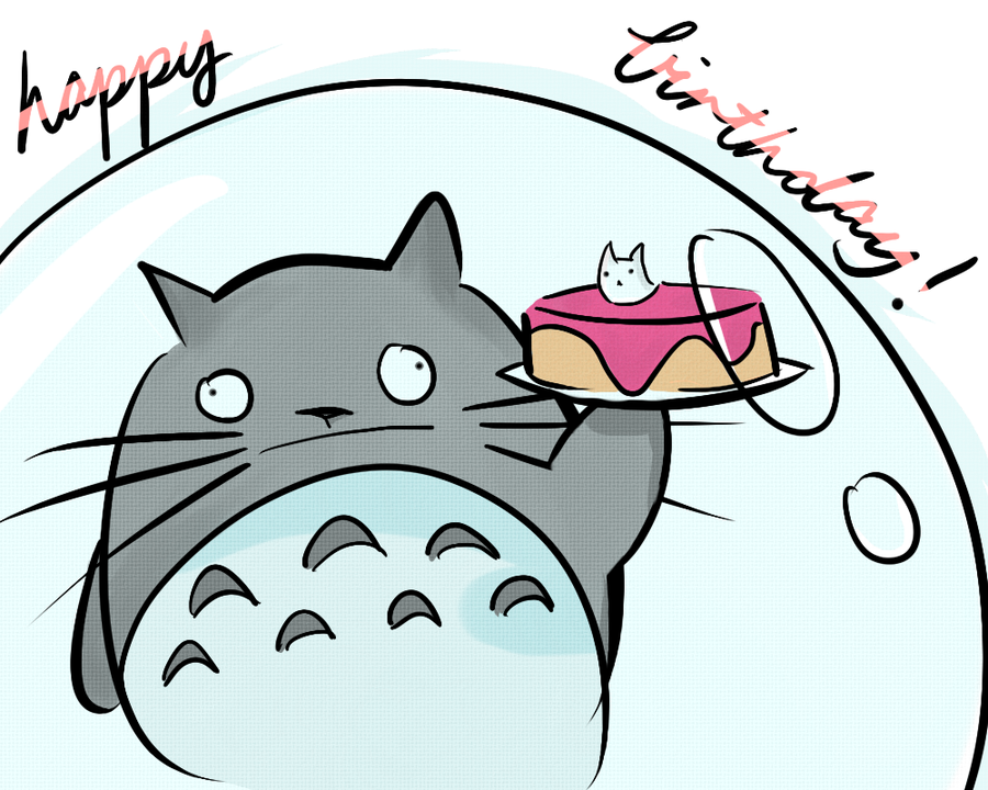 Cute Birthday Drawings - Happy Birthday Totoro Gif - HD Wallpaper 