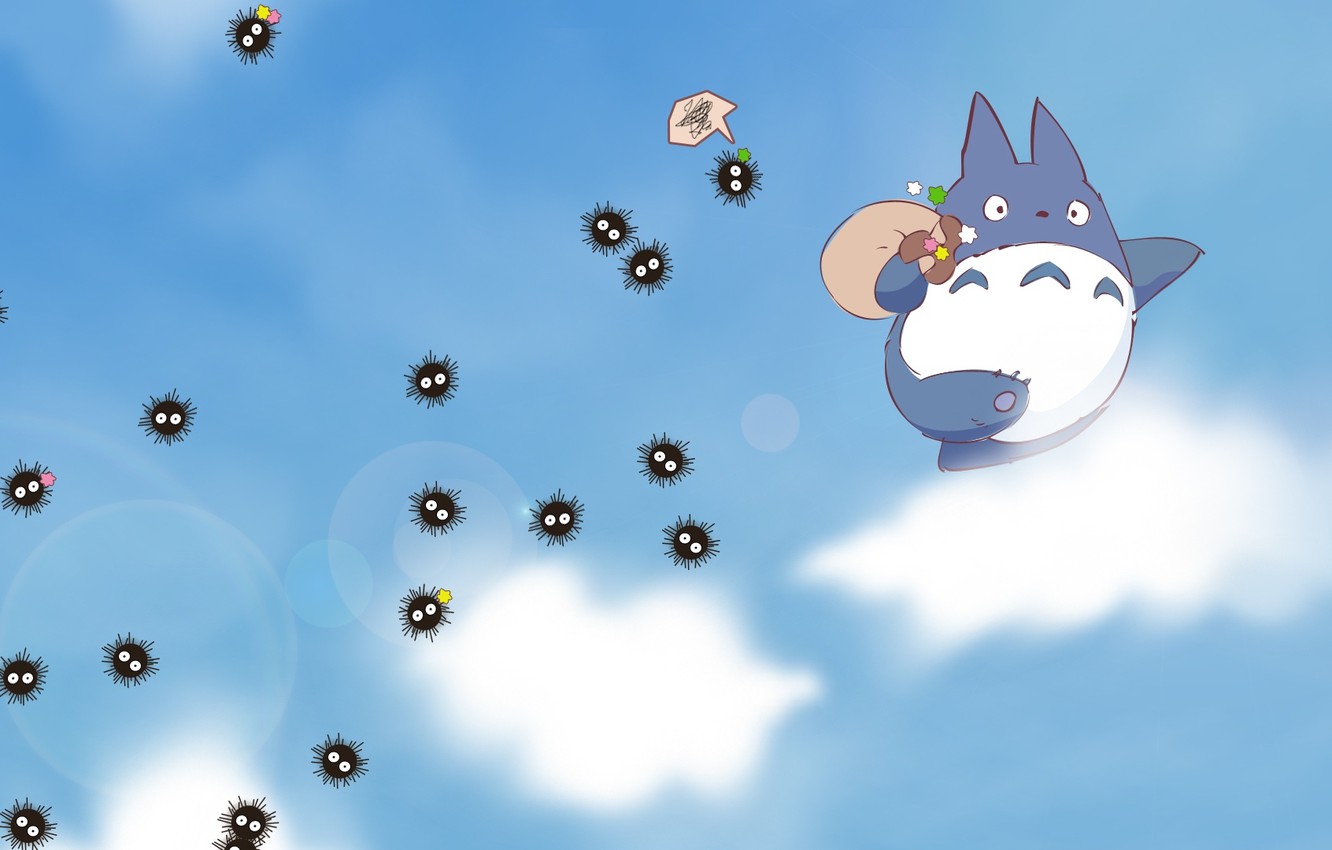 Photo Wallpaper The Sky, Clouds, Anime, My Neighbor - My Neighbor Totoro Susuwatari - HD Wallpaper 