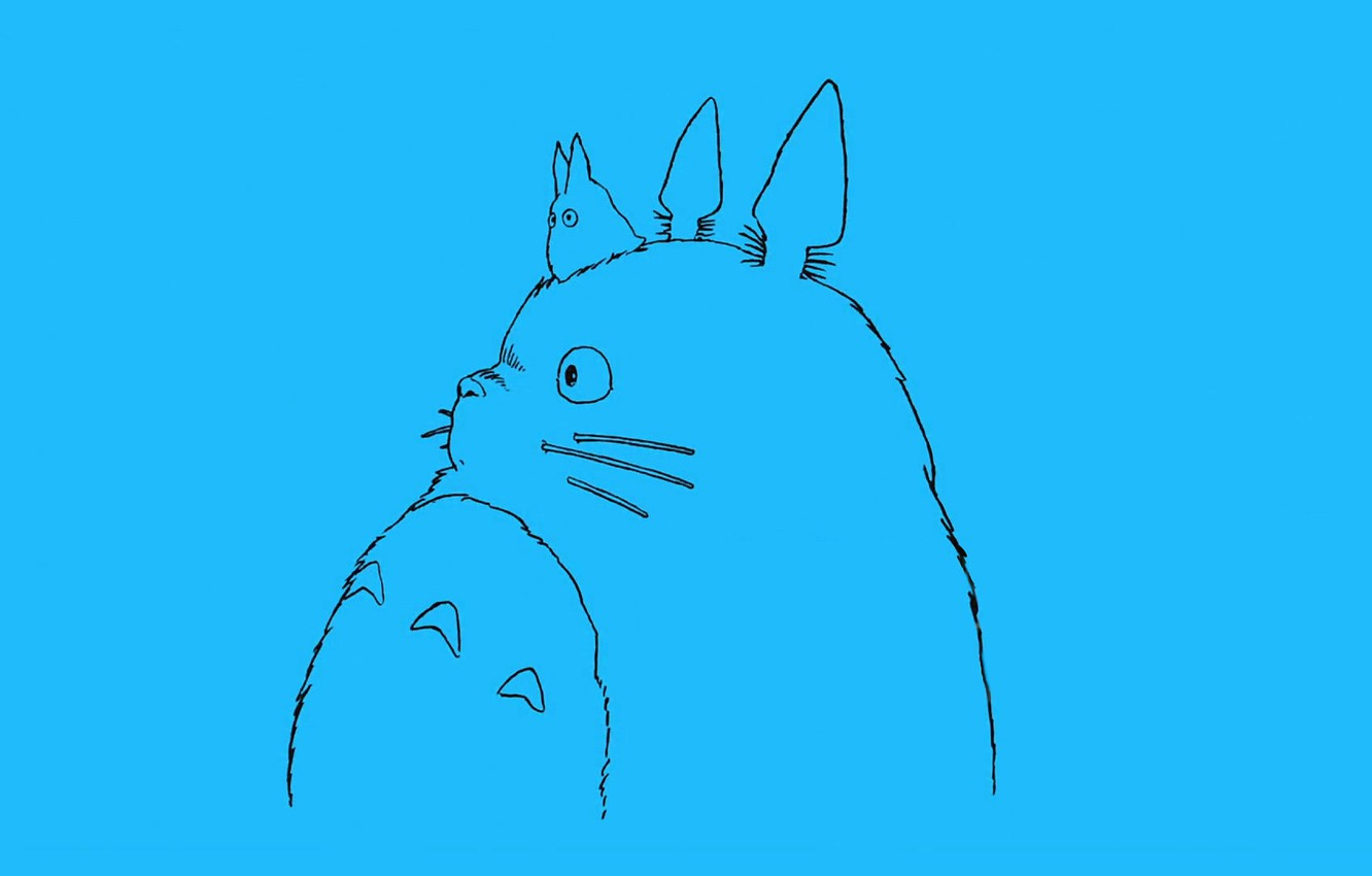 Photo Wallpaper Eyes, Blue, Ears, Totoro, Totoro - Studio Ghibli - HD Wallpaper 