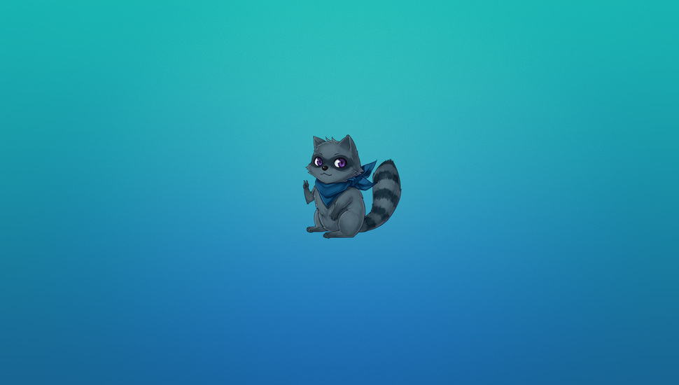Striped, Anime, Tail, Raccoon, Bluish Background, Animal - Обои На Рабочий Стол Енот Минимализм - HD Wallpaper 
