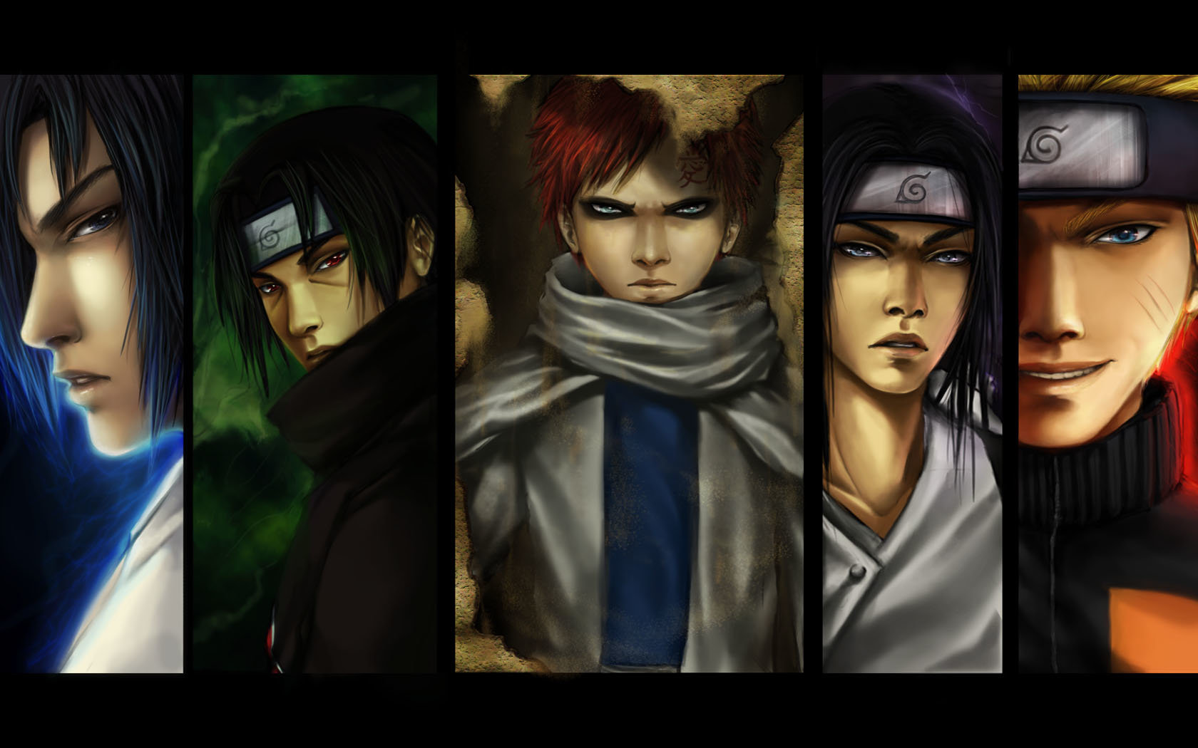 Best Naruto Background Id - Naruto Sasuke Neji Gaara - HD Wallpaper 