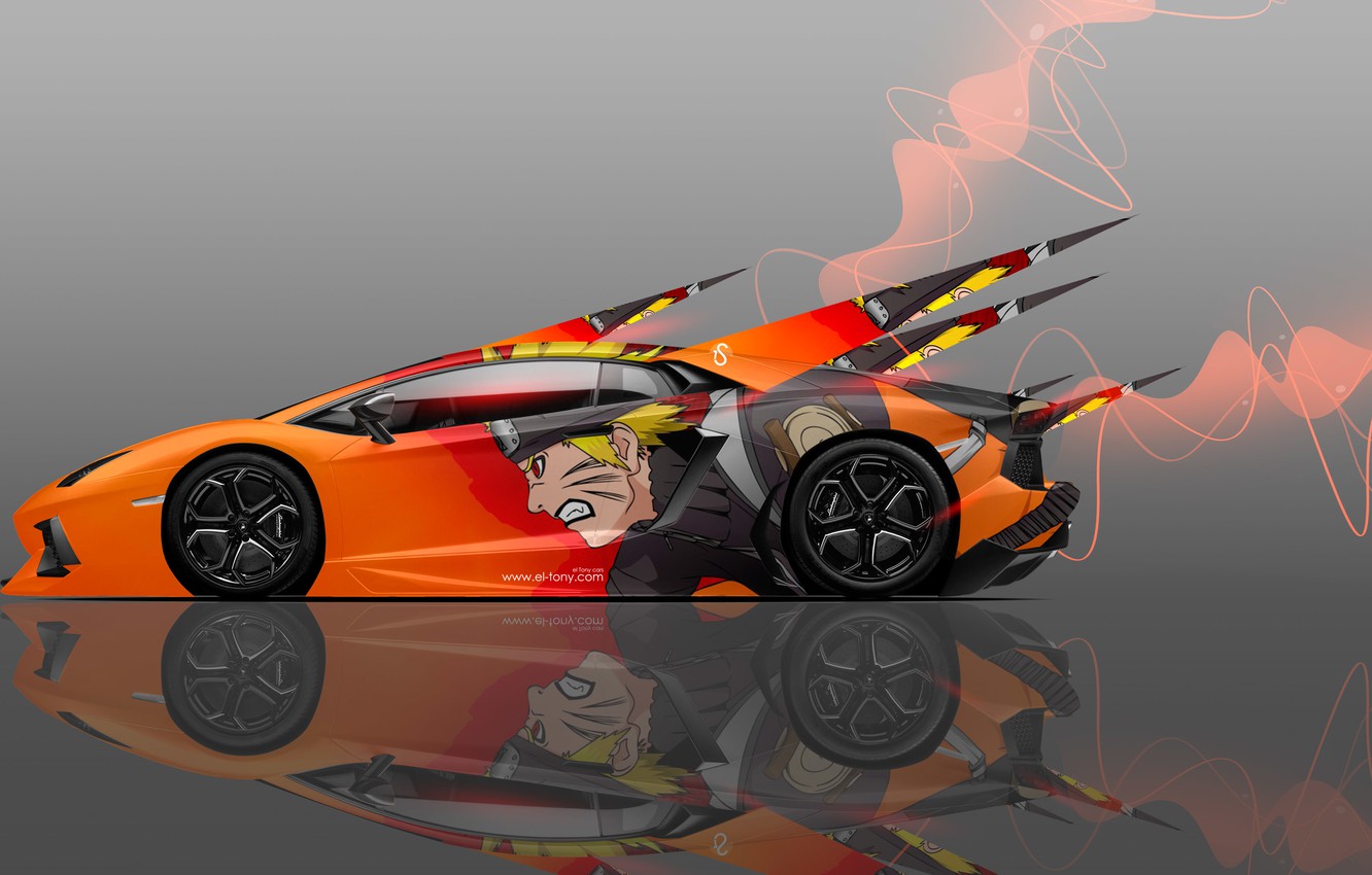 Photo Wallpaper Auto, Lamborghini, Machine, Orange, - Naruto Auto - HD Wallpaper 