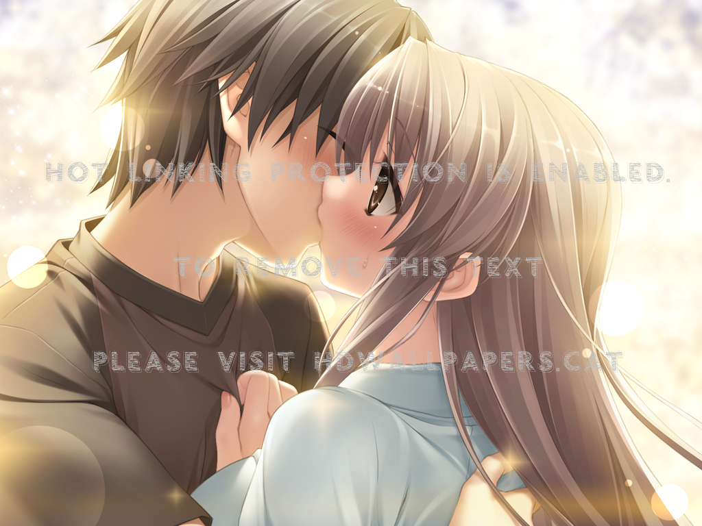 Cute Anime Couple Animekiss Animeboy Love - Cute Anime Couple Kissing - HD Wallpaper 