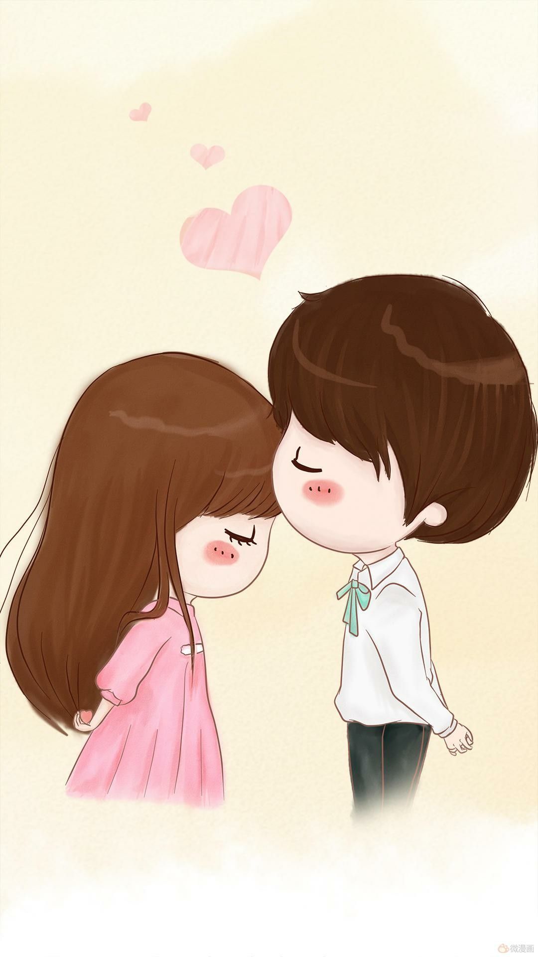 Cute Cartoon Love Couple - HD Wallpaper 