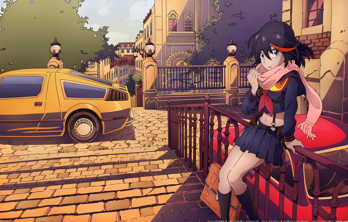 Photo Wallpaper Car, Girl, Anime, Art, Kill La Kill, - Kill La Kill Art - HD Wallpaper 