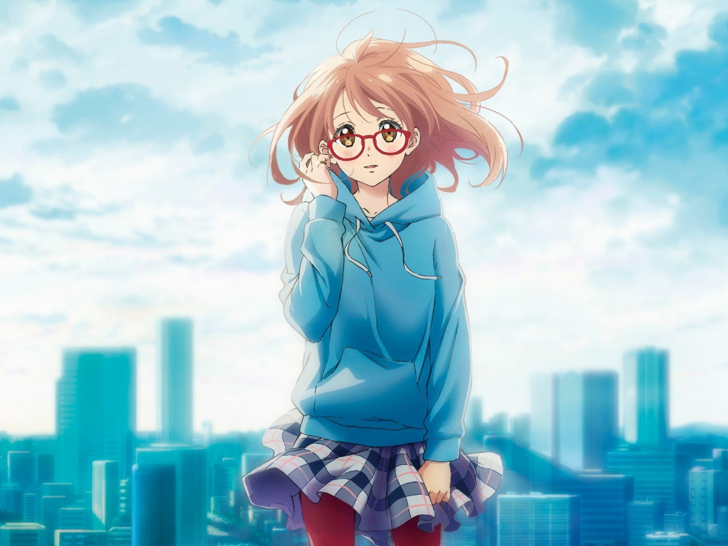 Cute Anime Girl, Glasses, Mirai Kuriyama, Kyoukai No - 1024x768 Wallpaper -  