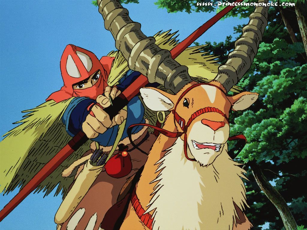 Princess Mononoke - Princess Mononoke Ashitaka Elk - HD Wallpaper 