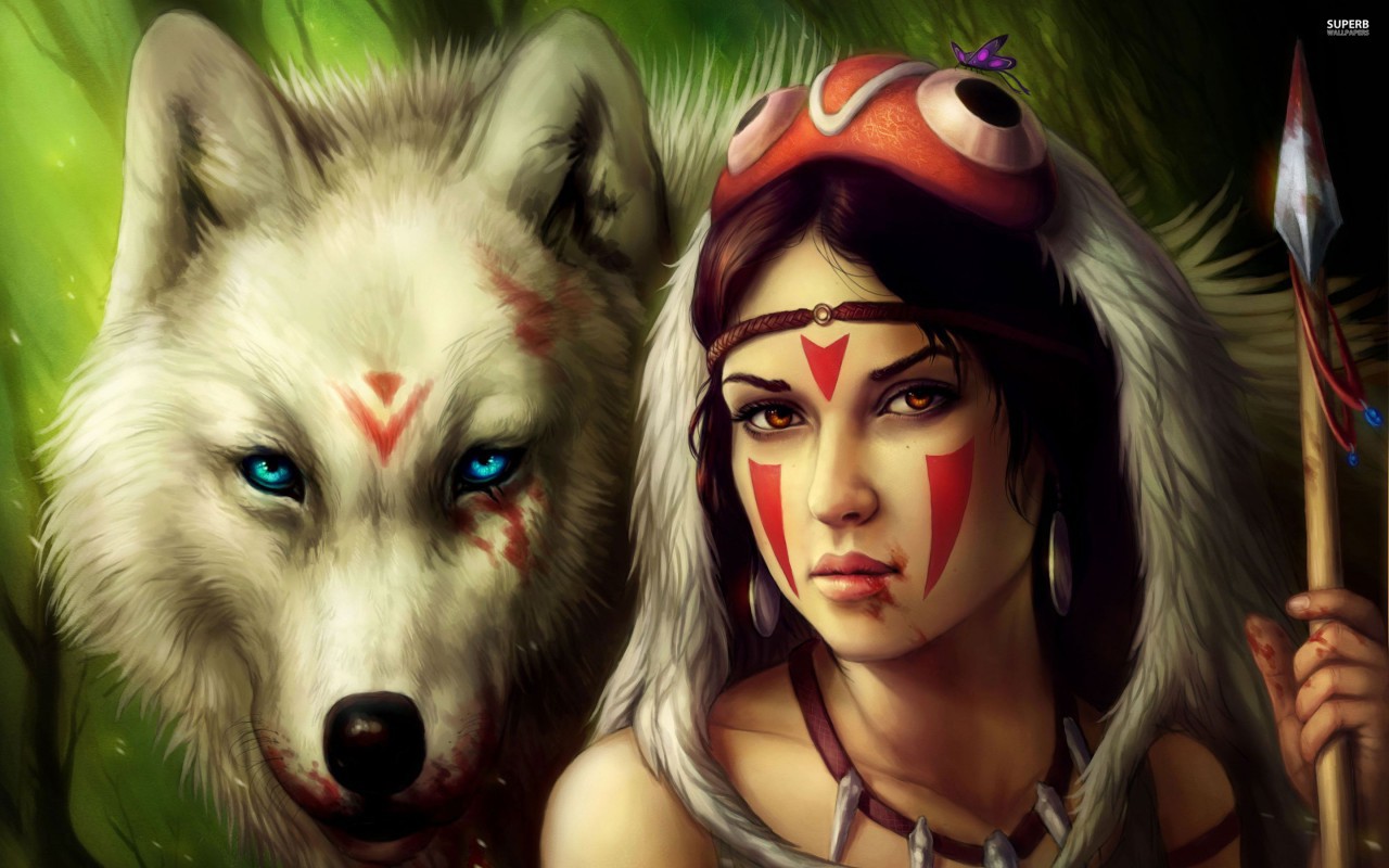 Princess Mononoke Wallpaper Hd - Red Indian - HD Wallpaper 