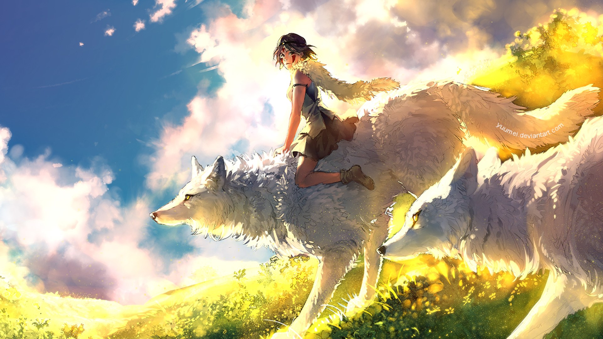 Anime Wolf And Girl - HD Wallpaper 