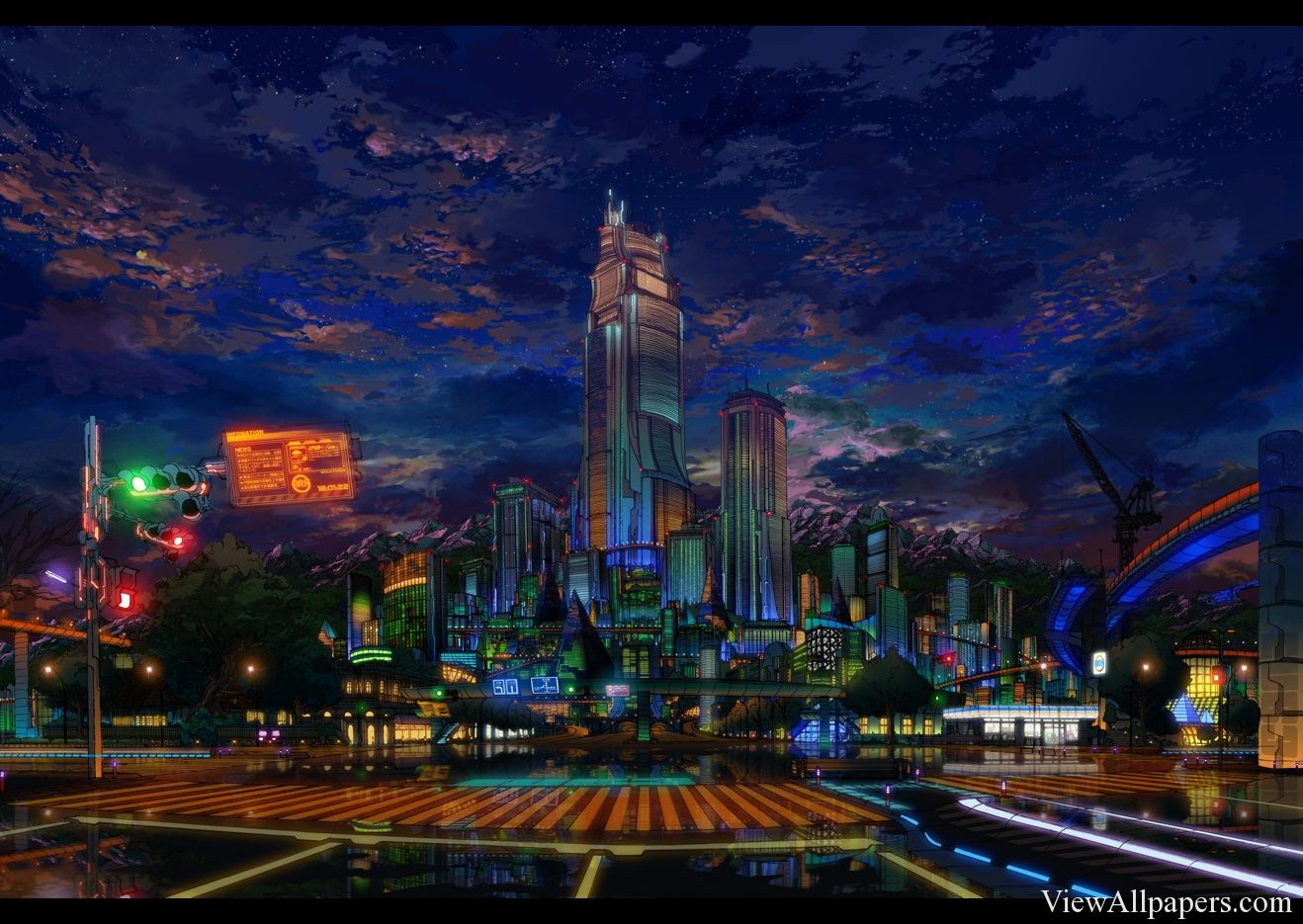 Night City Backgrounds Anime - 1318x935 Wallpaper 