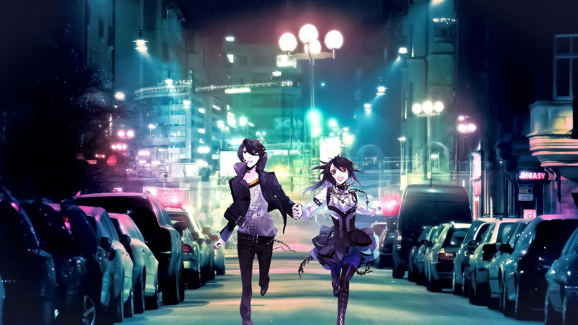 Anime City Street Background - HD Wallpaper 