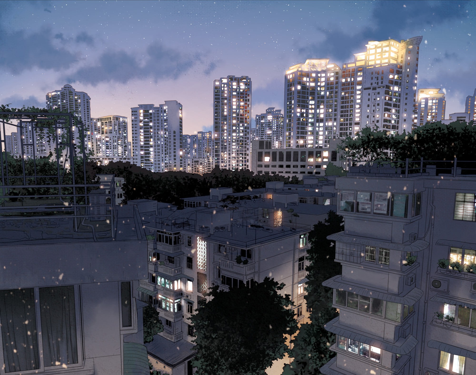 Anime City Street Landscape - HD Wallpaper 