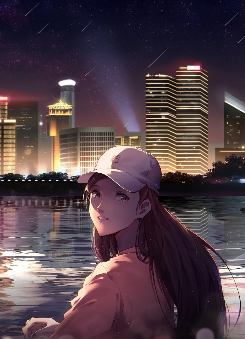 Night Out, City, Anime Girl, Original, Wallpaper - City Anime Night Background - HD Wallpaper 