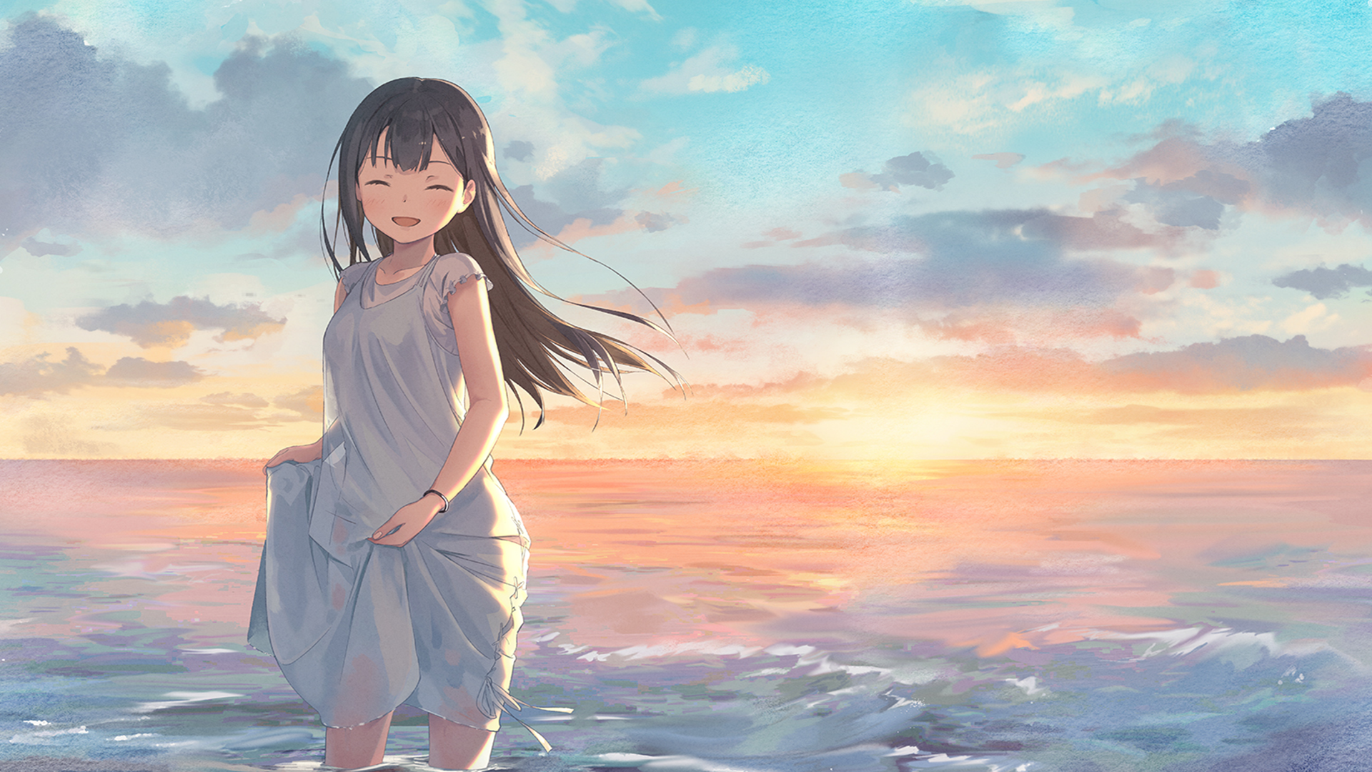 Winter Sunset Wallpaper 夏 田舎 風景 イラスト 19x1080 Wallpaper Teahub Io