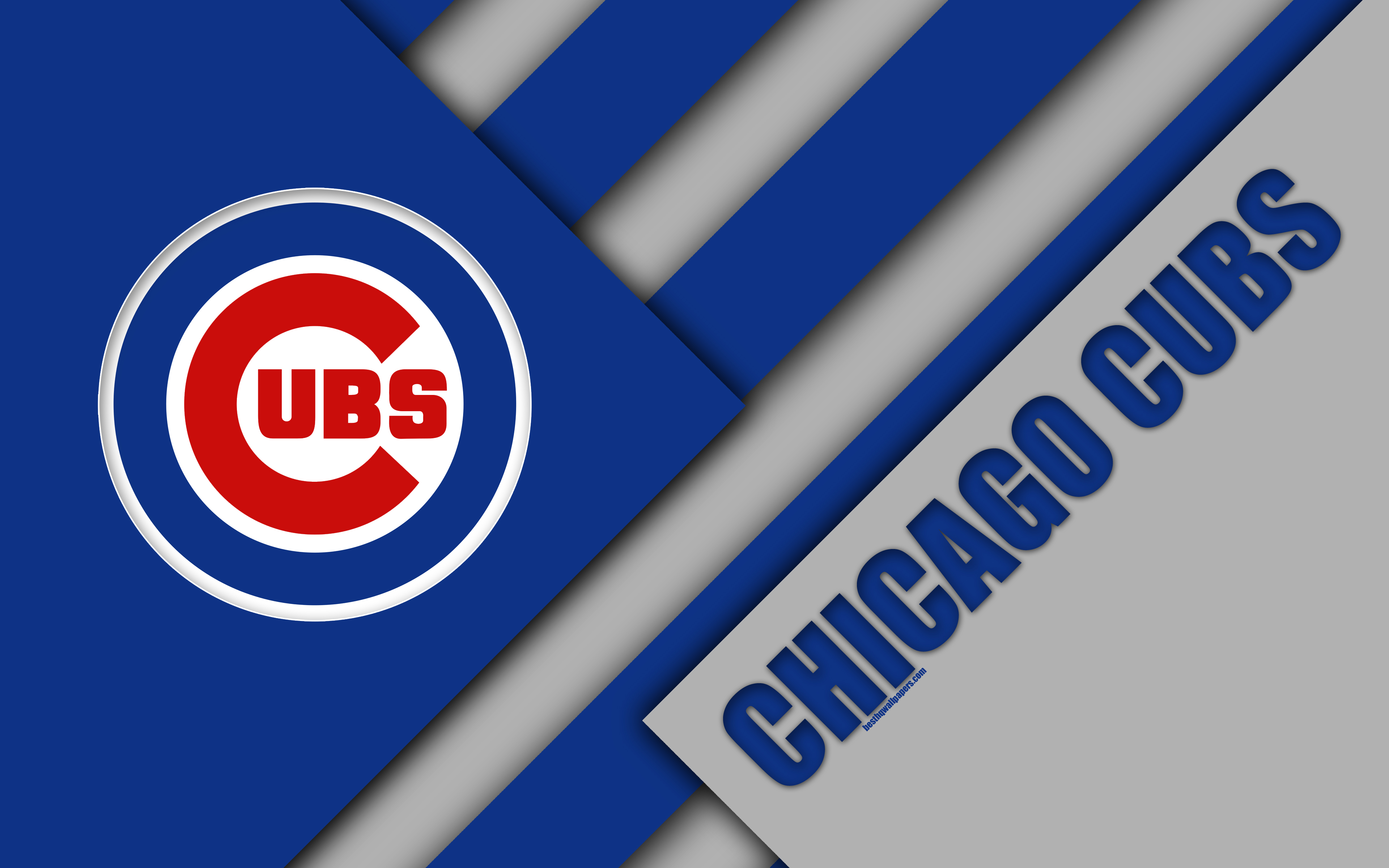 Chicago Cubs, Mlb, 4k, Gray Blue Abstraction, Logo, - HD Wallpaper 