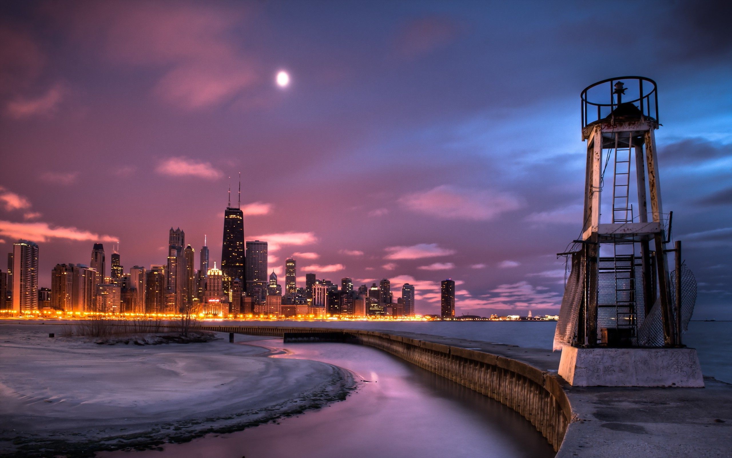 Chicago Wallpaper Night Full Hd - HD Wallpaper 
