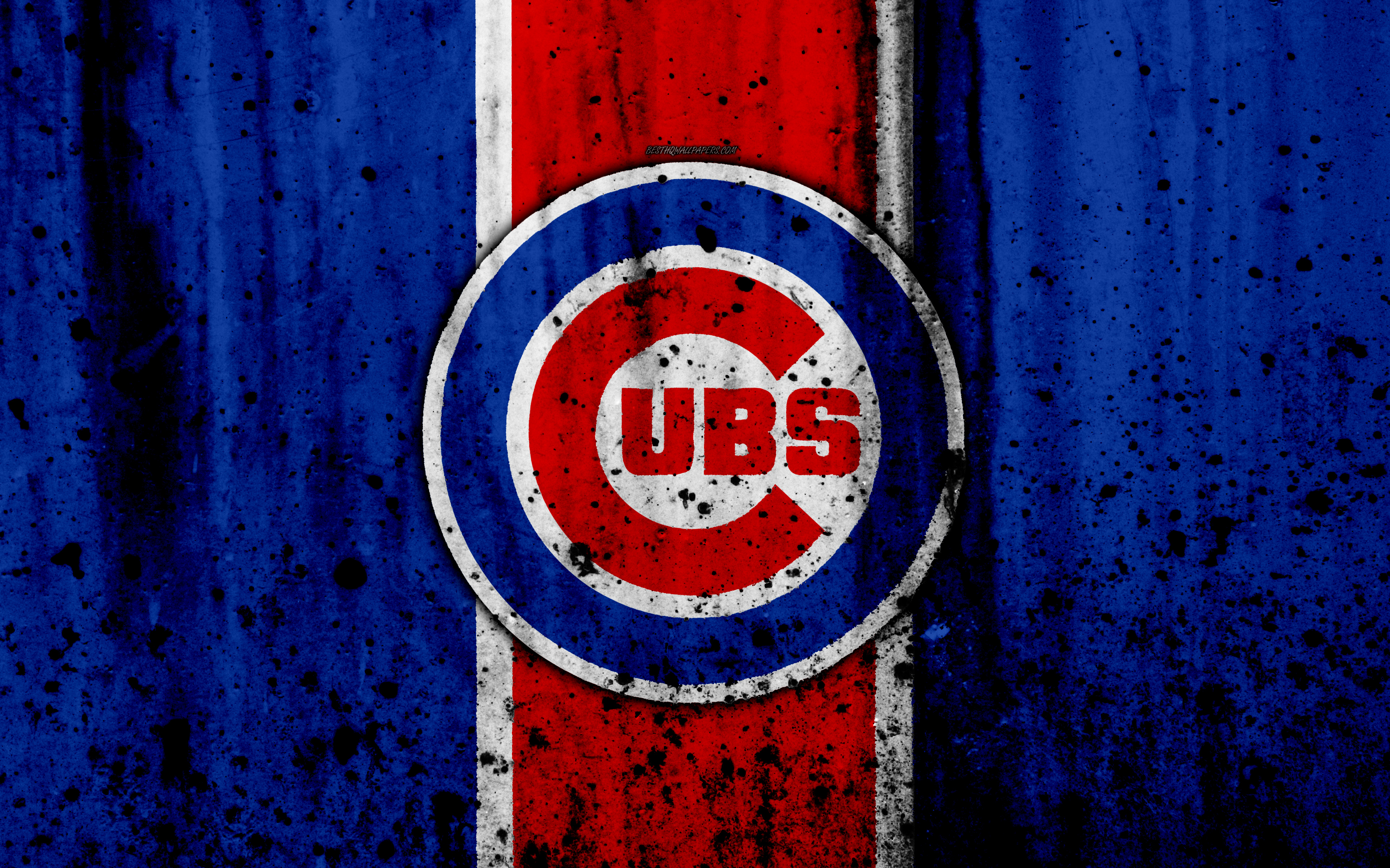 4k, Chicago Cubs, Grunge, Baseball Club, Mlb, America, - High Resolution Cubs Logo - HD Wallpaper 