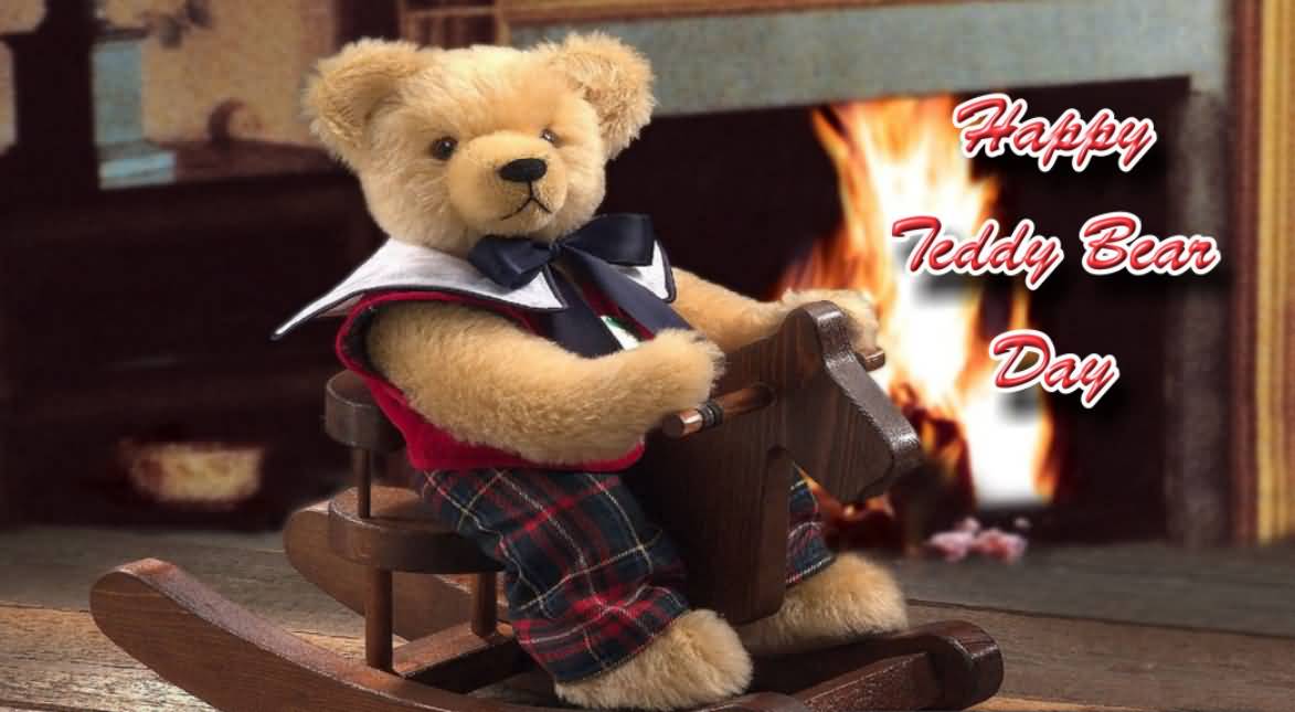 Happy Teddy Bear Day Teddy Bear On Horse Rocker - Happy Teddy Day Wishes - HD Wallpaper 